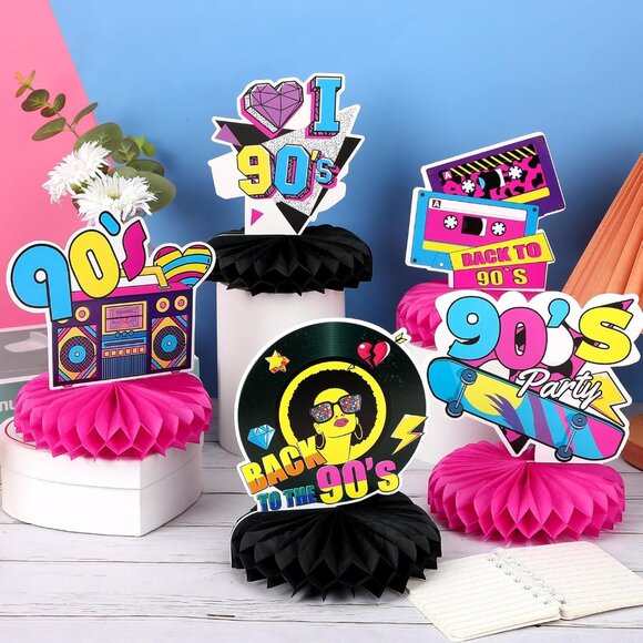 90's Y2K Retro Style Party Decoration Kit NEW SEALED MTV Standee Centrepieces - Picture 1 of 4